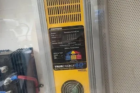 Picnic Boat Yacht Photos Pics Xantrex TrueCharge 40 battery charger in 2003 Legacy Yachts 34 Express engine room.