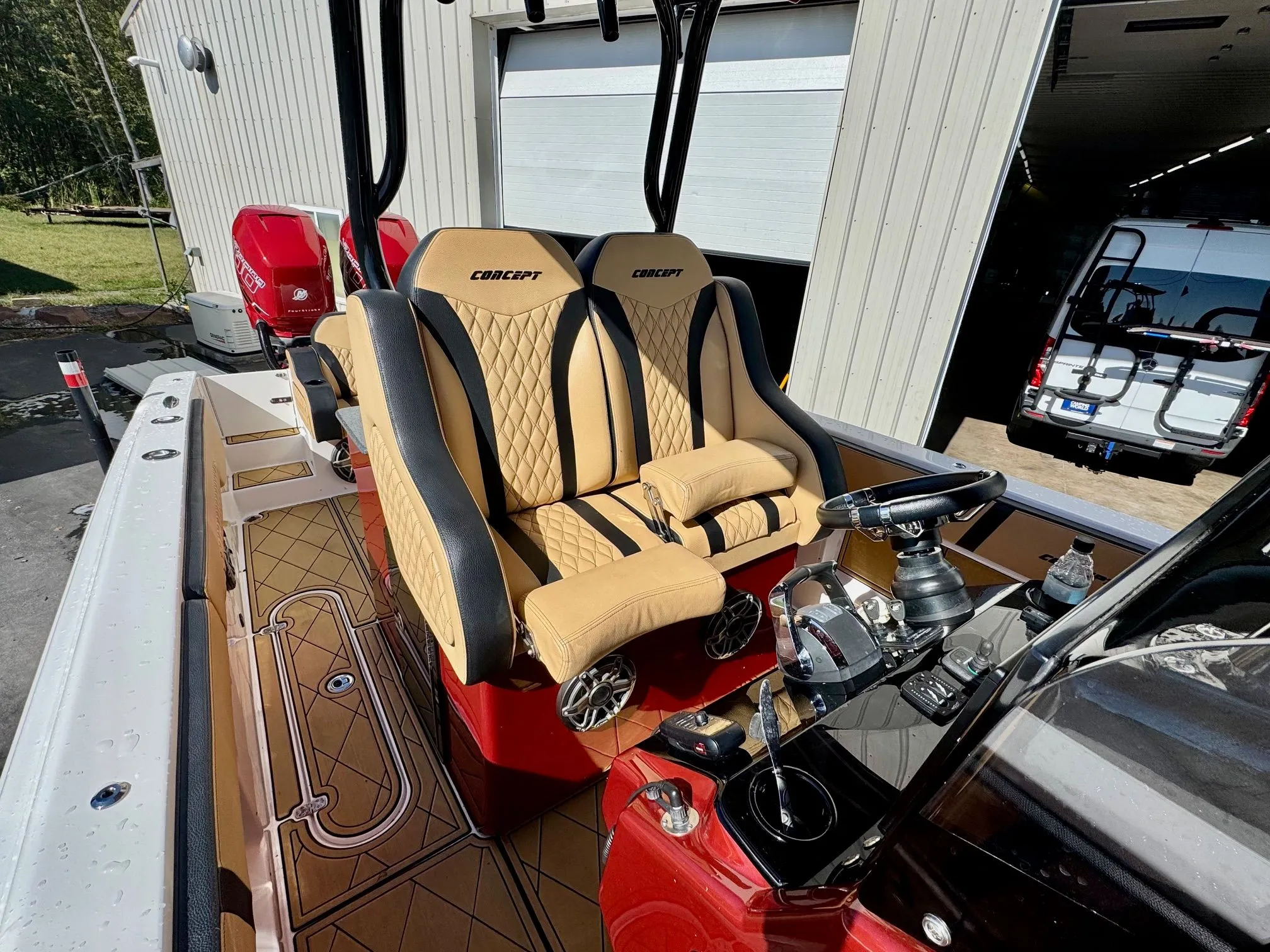 2019 Concept 36' Open Deck boat with luxurious seating.