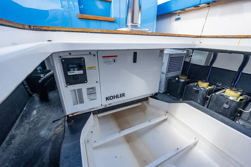 Mother Mary Yacht Photos Pics Engine compartment of a 2021 Gulf Crosser 52 boat with Kohler generator.