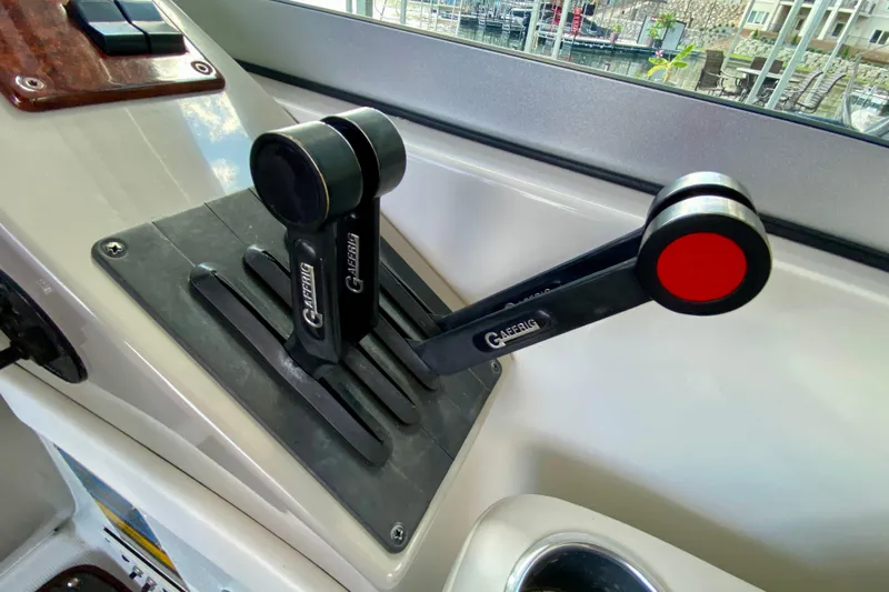  Yacht Photos Pics Throttle controls on a 2004 Formula 37 PC boat, featuring Gaffrig levers.