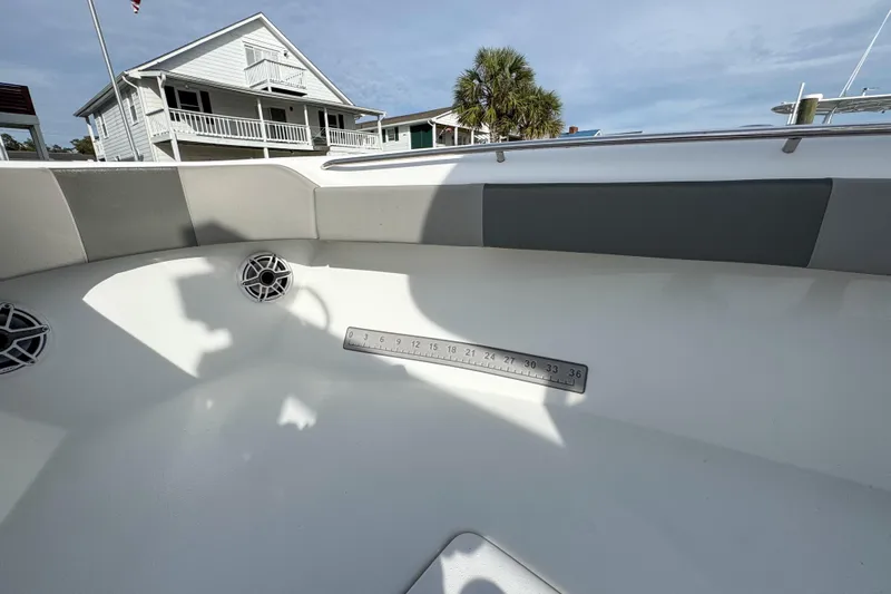  Yacht Photos Pics 2021 Cape Horn 31 T boat interior with speakers and measurement scale.