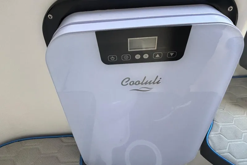  Yacht Photos Pics 2024 GSX 36 model featuring a Cooluli mini fridge with digital display.