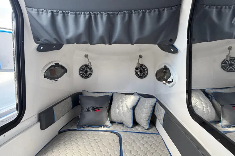  Yacht Photos Pics Luxurious interior of 2024 GSX 36 boat with plush seating and modern design.