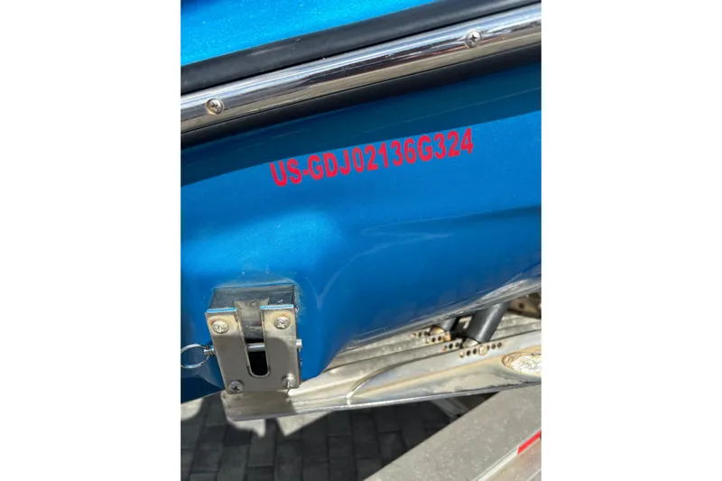  Yacht Photos Pics Blue 2024 GSX 36 boat with visible registration number on the hull.