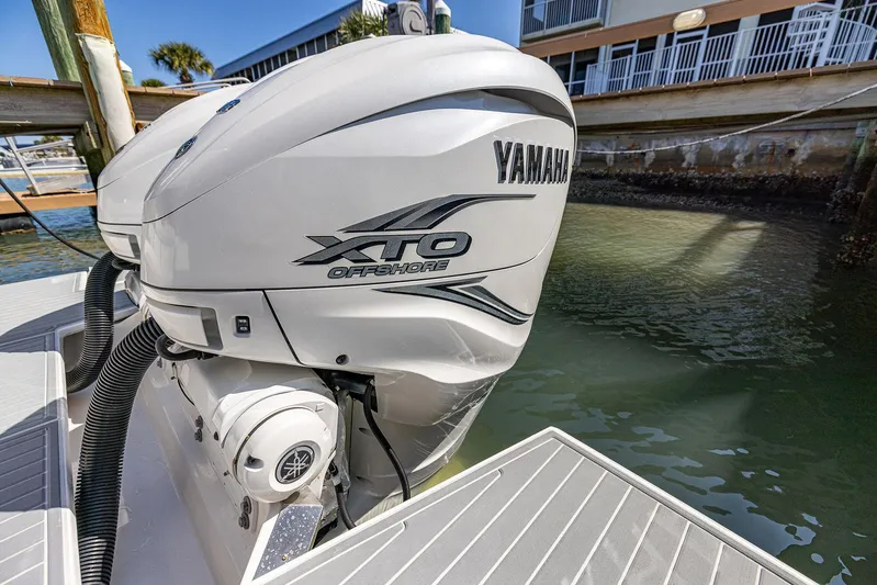 Absolutely Knot Yacht Photos Pics 2022 Regal LX36 with Yamaha XTO Offshore engine at dockside.