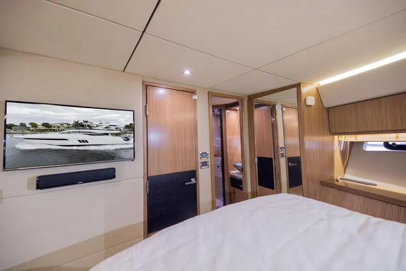 Andiamo Yacht Photos Pics Luxurious interior of 2017 Sea Ray 59 Flybridge yacht cabin with modern amenities.