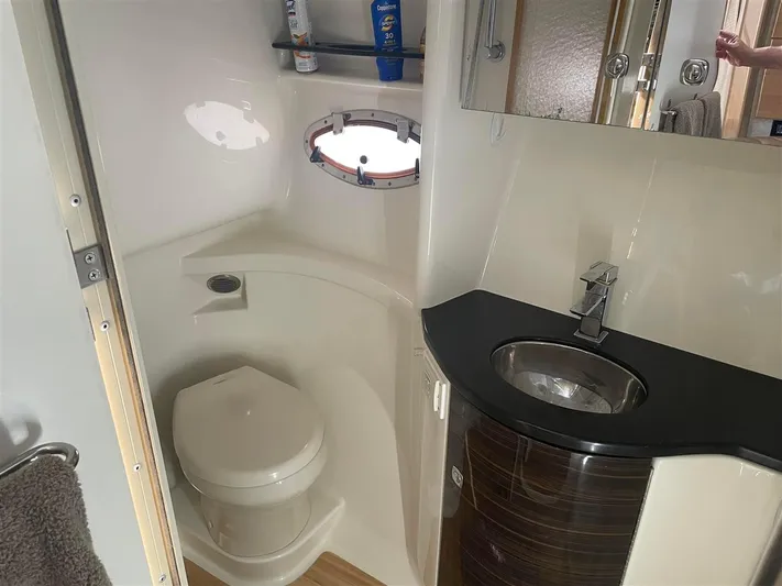  Yacht Photos Pics 2013 Formula 37 PC yacht bathroom with modern sink and toilet.