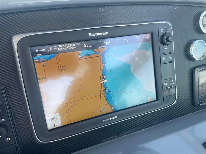  Yacht Photos Pics Raymarine navigation display on 2013 Formula 37 PC boat, showing Lake Charlevoix map.
