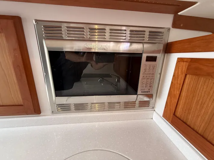 Wahoowa Yacht Photos Pics Built-in Cuisinart microwave in 2019 Back Cove Downeast boat kitchen.