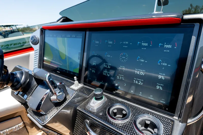 Lady Lisa Yacht Photos Pics Dashboard of 2023 Nor-Tech 55 Flyer with advanced navigation and control systems.