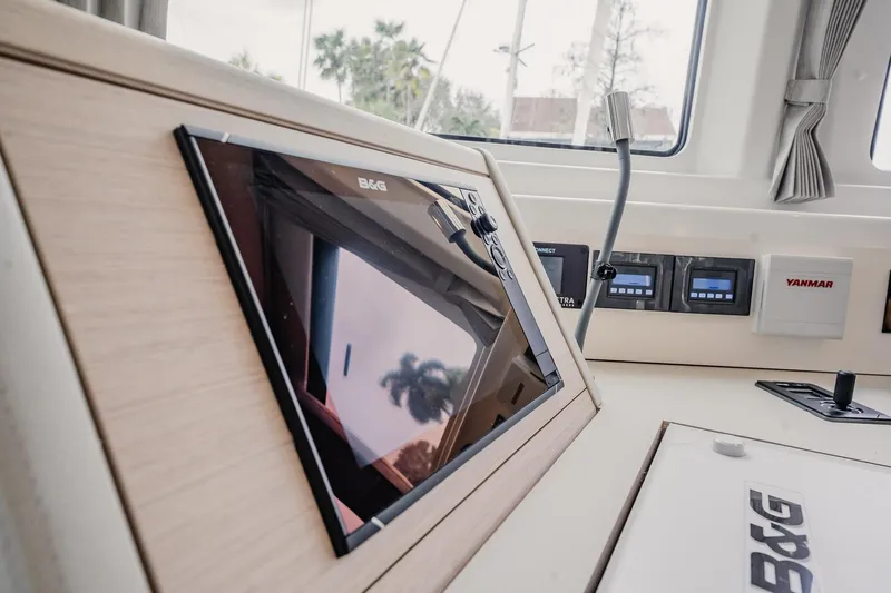 Yacht Photos Pics Control panel of 2022 Lagoon 46 catamaran with B&G navigation system.
