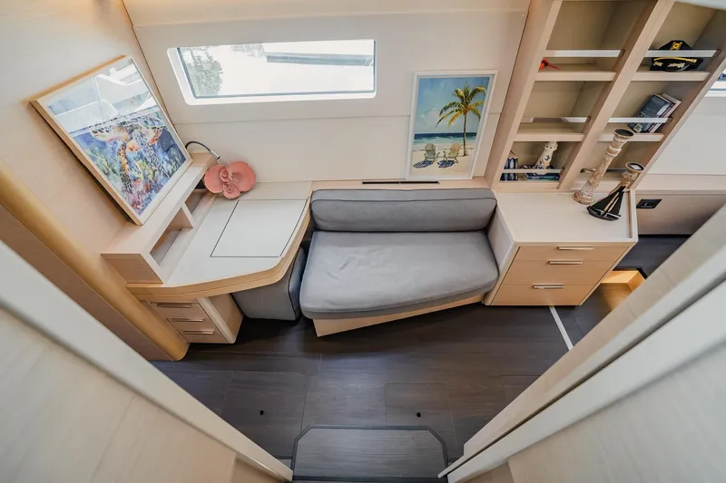  Yacht Photos Pics Luxurious interior of 2022 Lagoon 46 yacht with modern furnishings and decor.