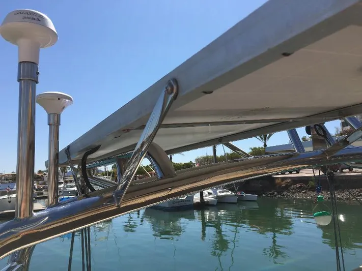  Yacht Photos Pics Sailboat deck view, Island Packet 380, 1999 model, docked in marina.