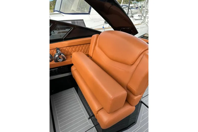 Yacht Photos Pics Luxurious leather seating in 2021 Cruisers Yachts 338 South Beach Edition Bow Rider.
