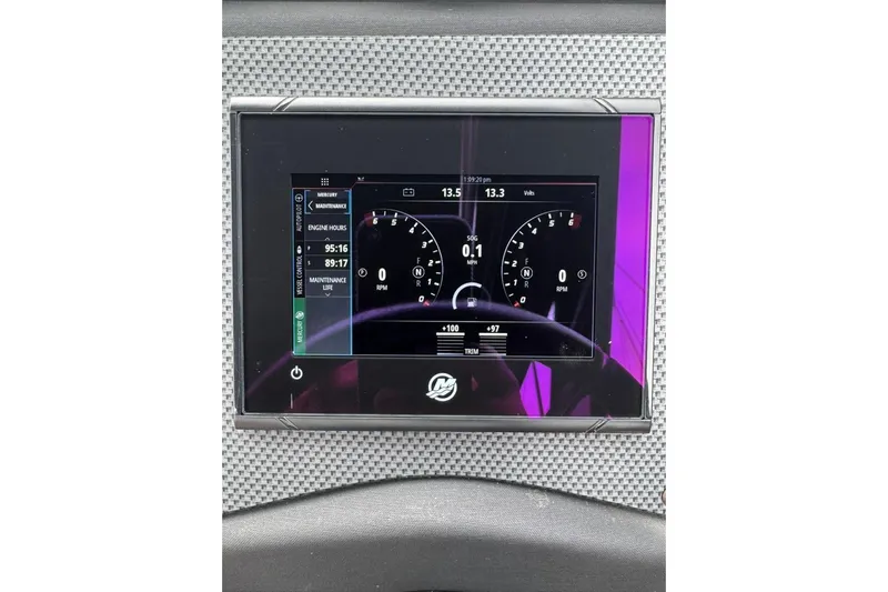  Yacht Photos Pics Dashboard display of 2021 Cruisers Yachts 338 South Beach Edition Bow Rider.