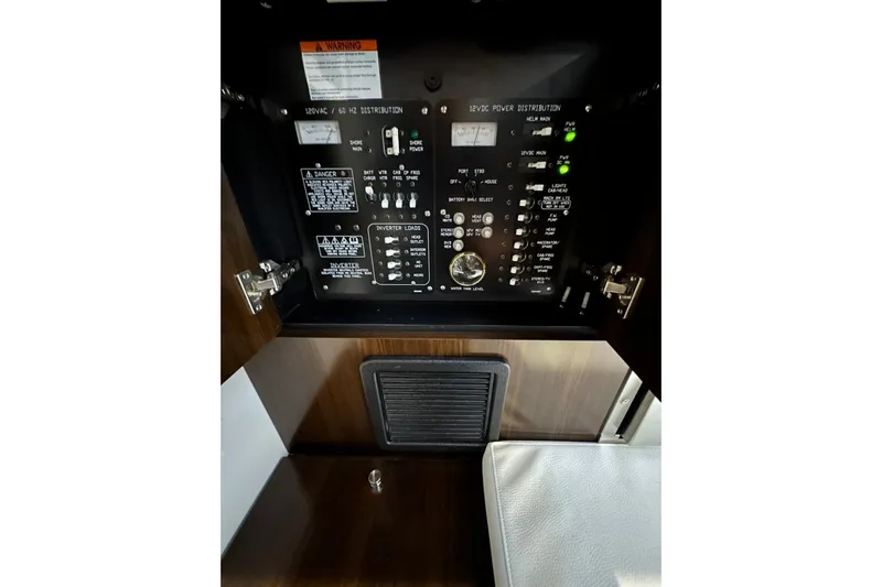  Yacht Photos Pics Electrical panel inside 2021 Cruisers Yachts 338 South Beach Edition Bow Rider.