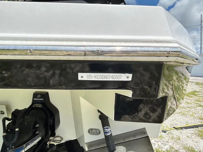 Swallow Yacht Photos Pics 2017 Cruisers Yachts 338 Sport Series boat stern with identification number.