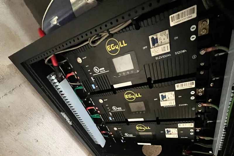 No Good Deed Yacht Photos Pics Electrical system components inside a Great Harbour N47, 2007 model.