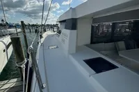 2020 Leopard 50 yacht docked under a sunny sky.