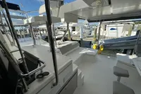 Leopard 50 yacht deck, spacious seating, marina view, 2020 model.