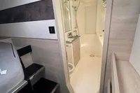 Modern bathroom interior in 2020 Leopard 50 yacht, featuring sleek design and neutral tones.