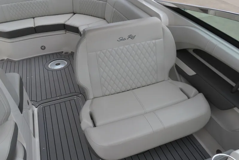  Yacht Photos Pics 2021 Sea Ray 310 SLX boat interior with luxurious seating and elegant design.
