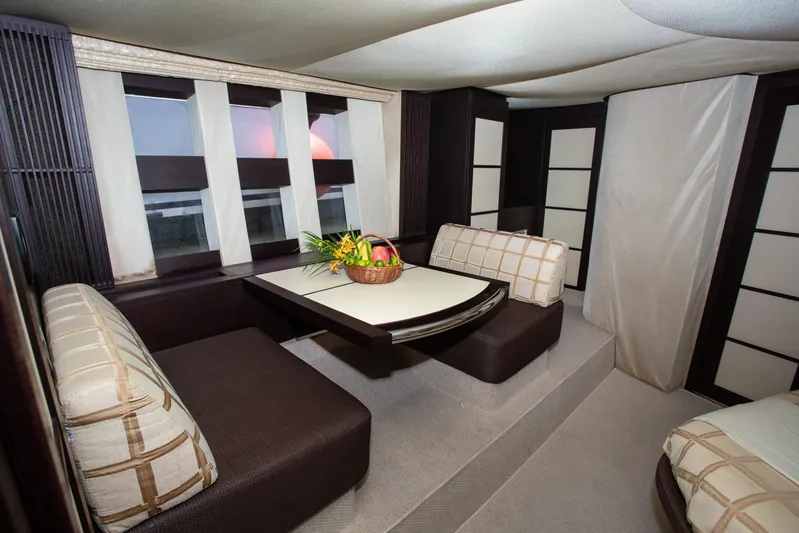  Yacht Photos Pics Luxurious interior of a 2008 Azimut 62S yacht with elegant seating and dining area.