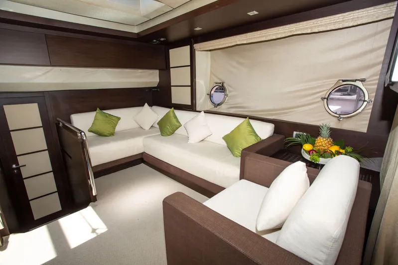  Yacht Photos Pics Luxurious interior of 2008 Azimut 62S yacht with elegant seating and decor.