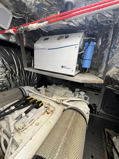  Yacht Photos Pics Engine room of 2011 Princess V62 yacht with Aqua Whisper watermaker.