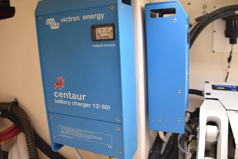 Diamond Pearl Yacht Photos Pics Victron Energy Centaur battery charger, 12v 60amp for house batteries, bow thruster, and electronics batteries.