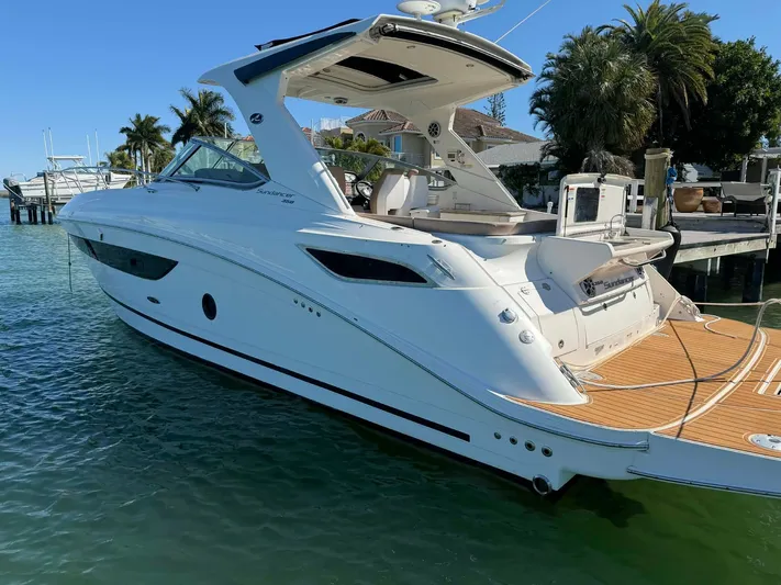 I'll Have Another Yacht Photos Pics 2016 Sea Ray Sundancer 350 yacht docked on a sunny day.