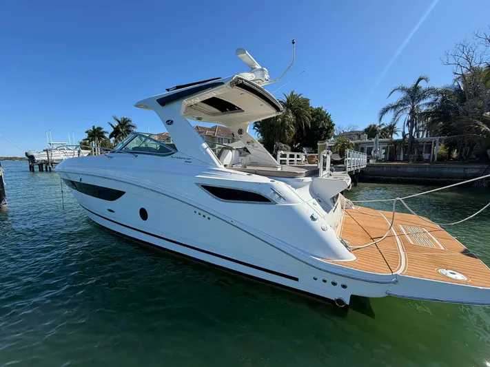 I'll Have Another Yacht Photos Pics 2016 Sea Ray Sundancer 350 yacht docked on a sunny day.