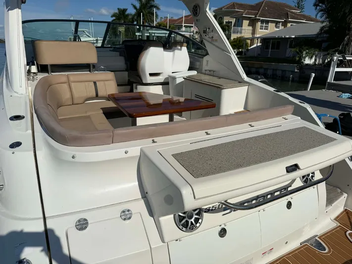 I'll Have Another Yacht Photos Pics 2016 Sea Ray Sundancer 350 with luxurious cockpit and seating area.