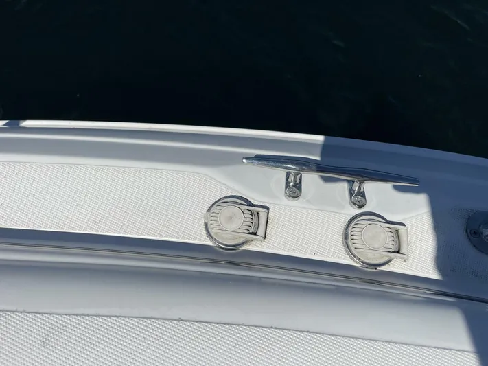  Yacht Photos Pics 2007 Rinker 350 Express Cruiser deck with cleat and fittings.