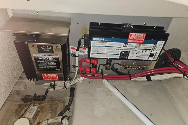 Sea Trials Yacht Photos Pics 2007 Sea Ray 44 Sedan Bridge electrical components, including Intelli-Power Marine converter and ProTech-4 charger.