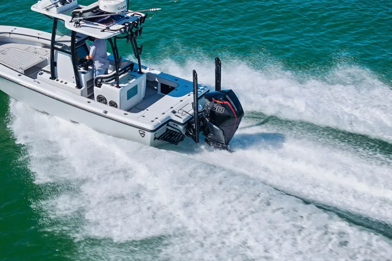  Yacht Photos Pics 2020 Barker Boatworks 26 Open cruising on clear blue water.