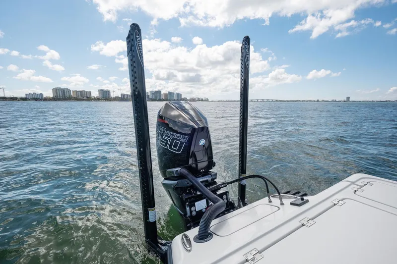  Yacht Photos Pics 2020 Barker Boatworks 26 Open with powerful outboard motor on open water.