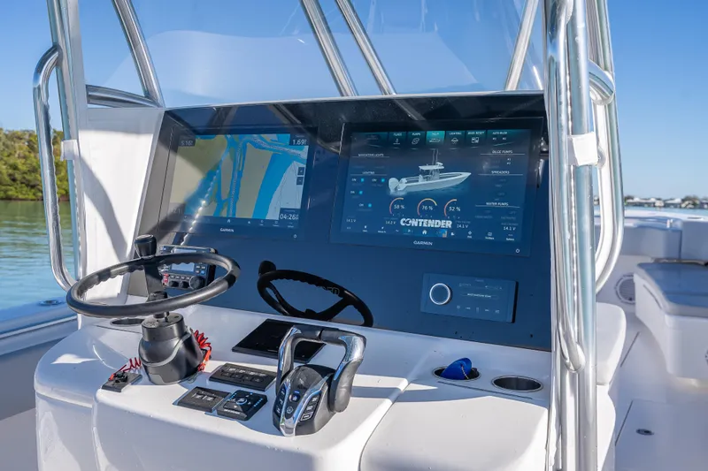  Yacht Photos Pics 2026 Contender 35 ST boat dashboard with advanced navigation and control systems.
