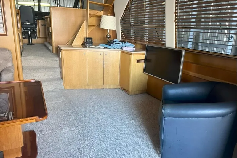 Dream Catcher Yacht Photos Pics Luxurious interior of 1998 West Bay 58 yacht with modern furnishings and elegant design.