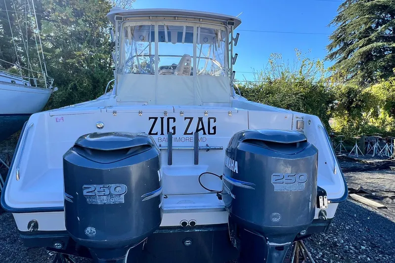 Zig Zag Yacht Photos Pics 2004 Grady-White Express 330 boat with twin Yamaha 250 engines, named "Zig Zag."