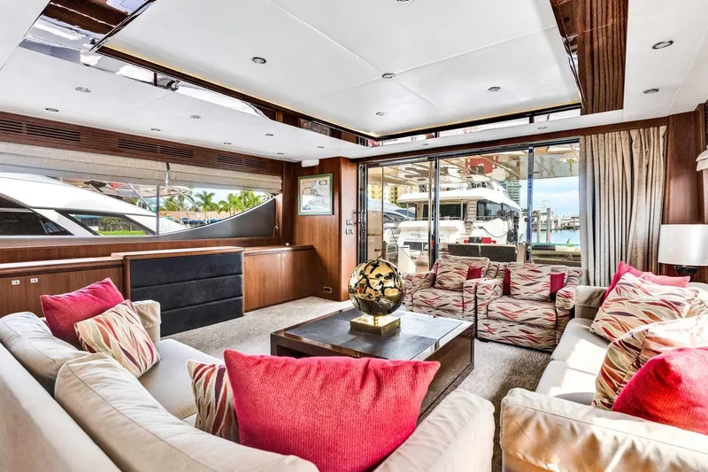 Princess Y85 Yacht Photos Pics Luxurious interior of 2012 Princess 85 yacht with elegant seating and modern decor.