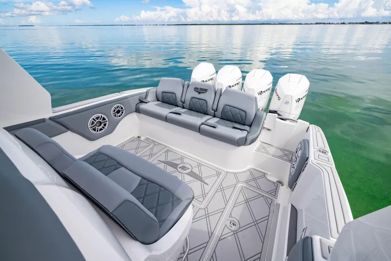  Yacht Photos Pics Luxurious seating area on the 2024 Deep Impact 369 Deep Impact boat.