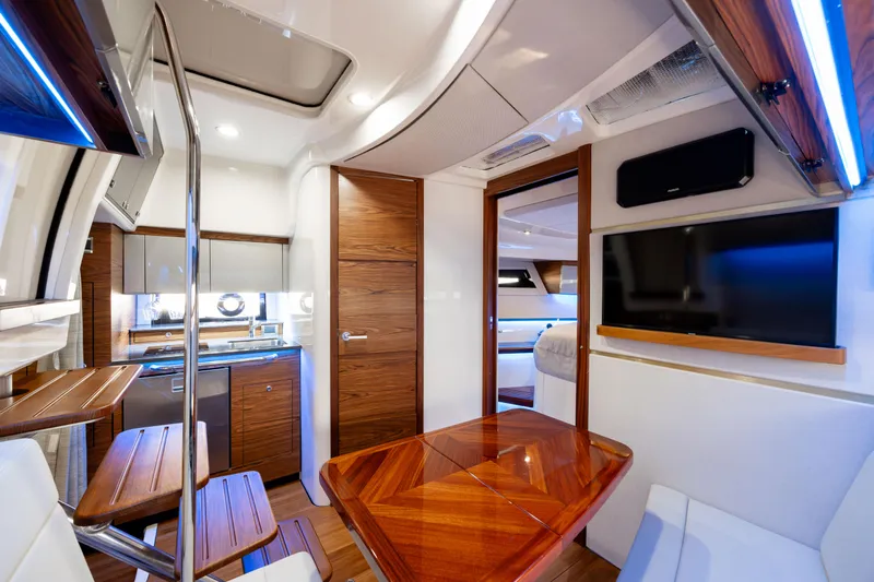 New Trade-in- All Offers & Trades Welcome Yacht Photos Pics Luxurious interior of 2021 Boston Whaler 405 Conquest yacht with modern amenities.