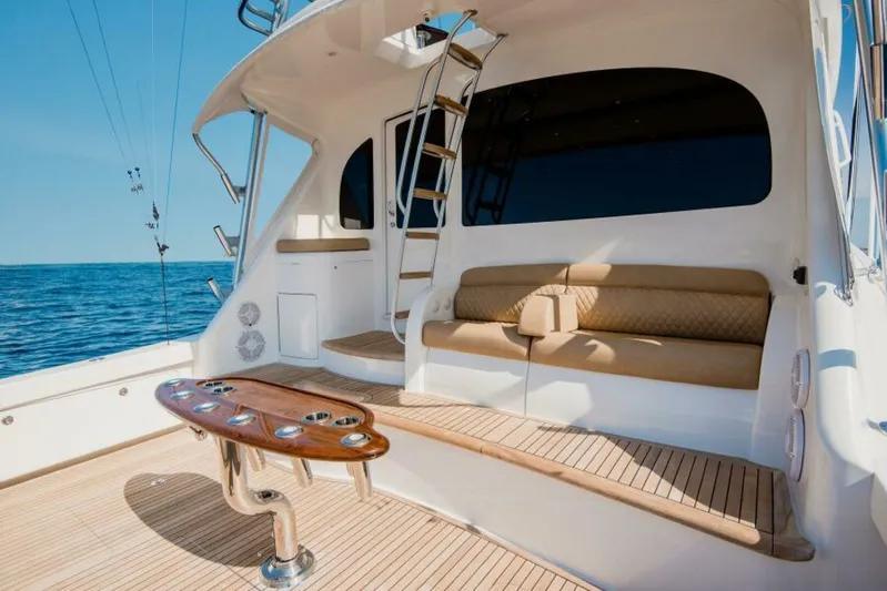 C Student Yacht Photos Pics Luxurious 2017 Viking 66 Convertible yacht deck with seating and ocean view.