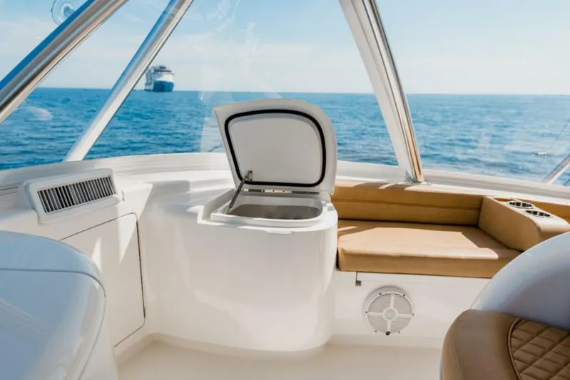 C Student Yacht Photos Pics Interior of 2017 Viking 66 Convertible yacht with ocean view.