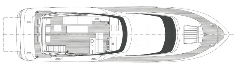  Yacht Photos Pics Top view schematic of a 2008 Admiral 85 yacht layout.