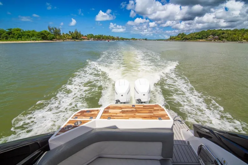 Lr280 Yacht Photos Pics 2024 L'acqua Royale LR280 GRAN CABRIO cruising on a scenic waterway.