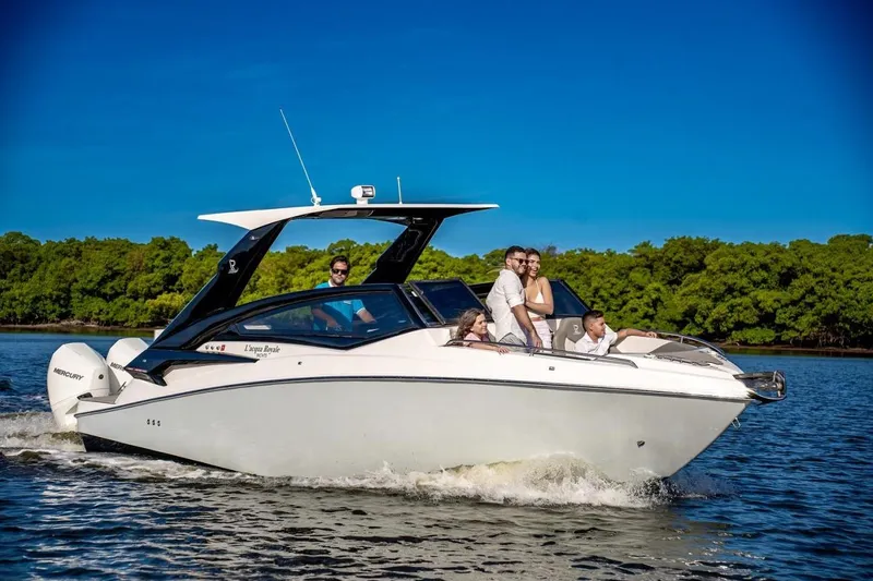 Lr280 Yacht Photos Pics 2024 L'acqua Royale LR280 GRAN CABRIO cruising on a sunny day with passengers onboard.