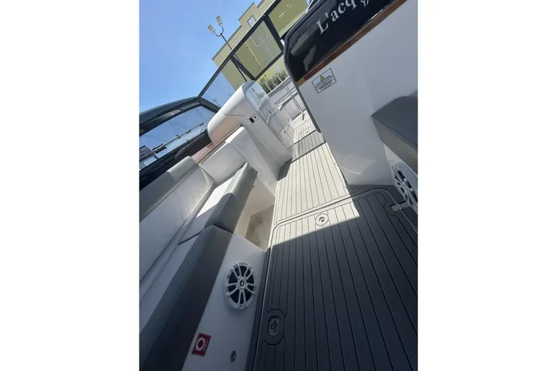 Lr280 Yacht Photos Pics 2024 L'acqua Royale LR280 GRAN CABRIO boat interior with sleek seating and modern design.