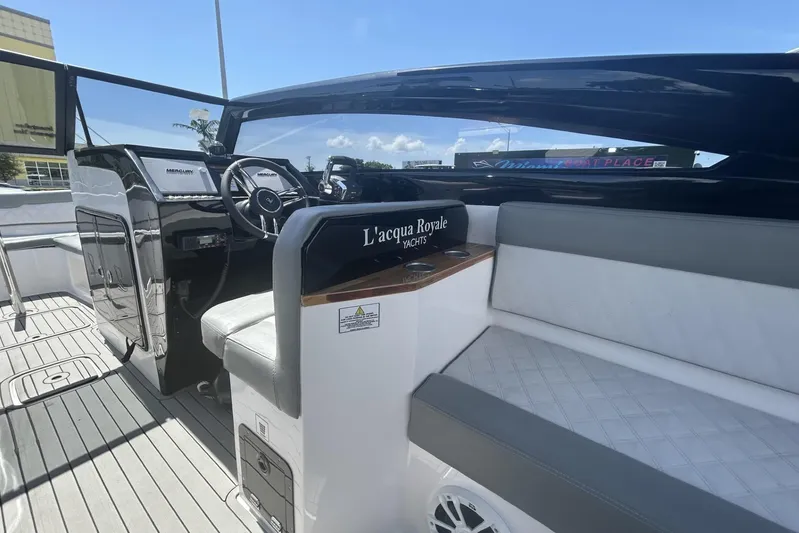 Lr280 Yacht Photos Pics 2024 L'acqua Royale LR280 GRAN CABRIO yacht interior with sleek design and modern controls.